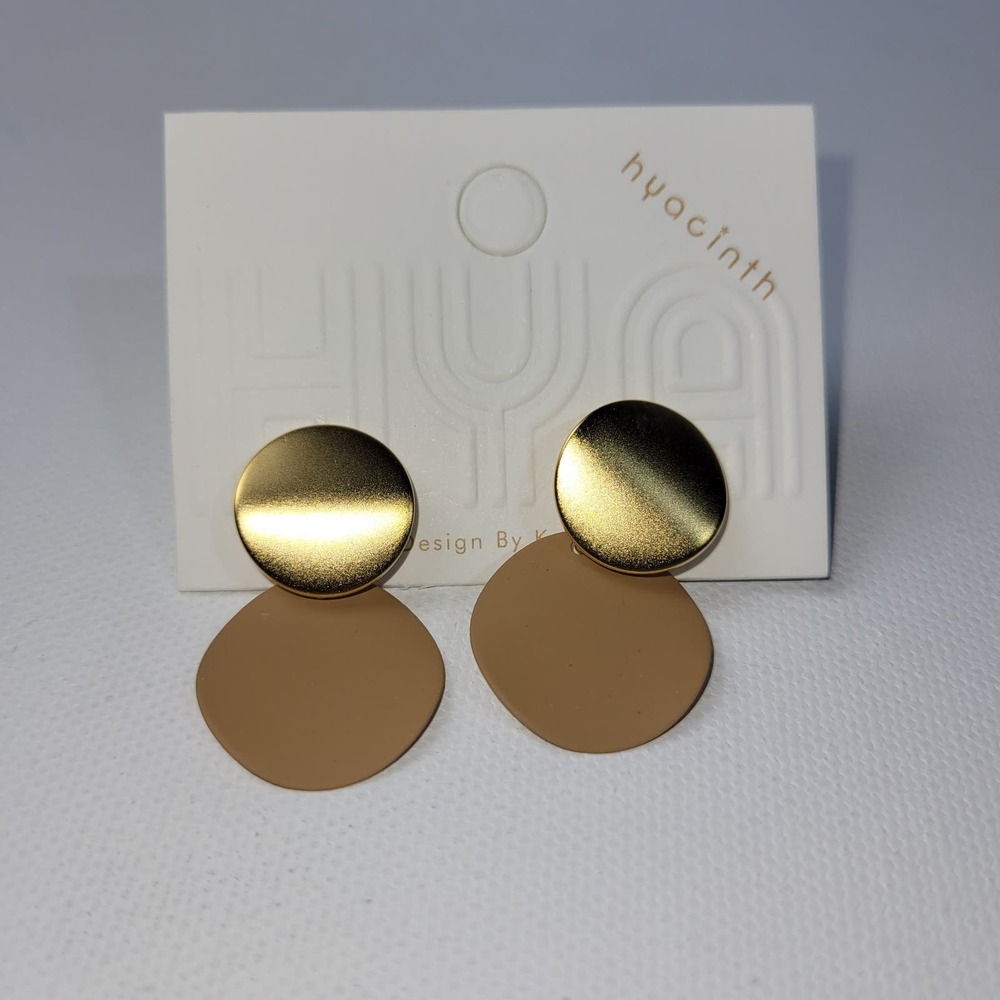 Post Earrings Gold Brown Round Hoop Tiered Dangle Drop Fashion Jewelry Alloy